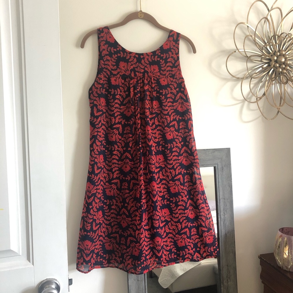 Navy and Red Swing Dress